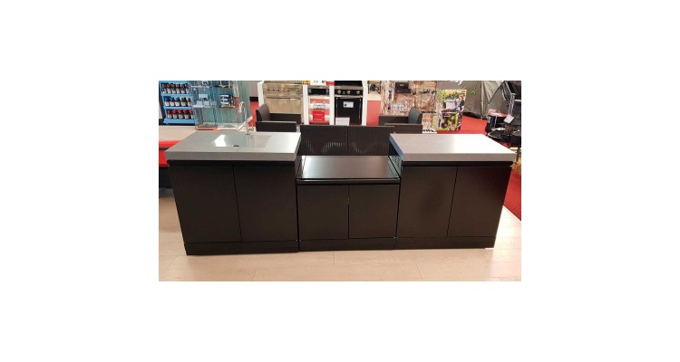 Bucatarie de exterior dulap fara gratar, contine modul chiuveta si modul cu blat de lucru Grandhall K0GK-01