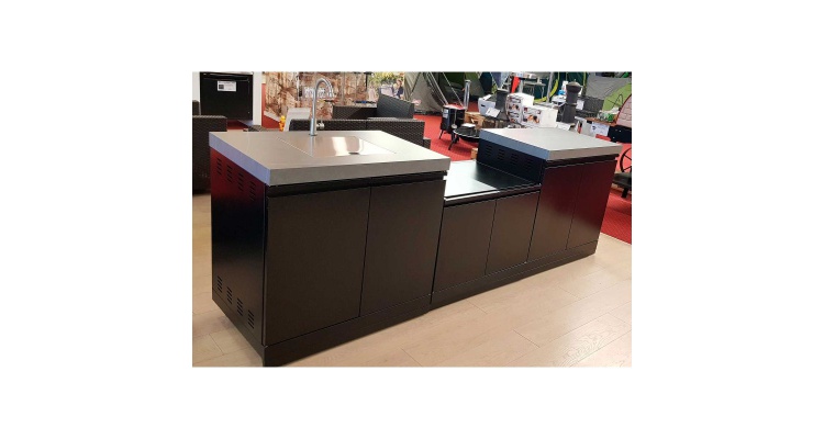 Bucatarie de exterior dulap fara gratar, contine modul chiuveta si modul cu blat de lucru Grandhall K0GK-01
