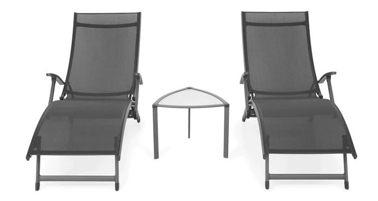Set mobilier CALLIE terasa/gradina, 2 sezlonguri si masuta,negru image2