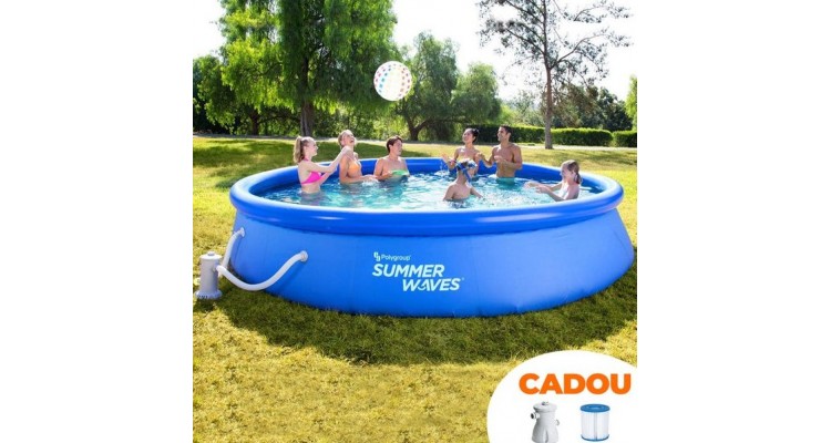 Piscina Instant Family Summer Waves, cu inel gonflabil, 366 x 76cm (pompa filtrare inclusa) image1