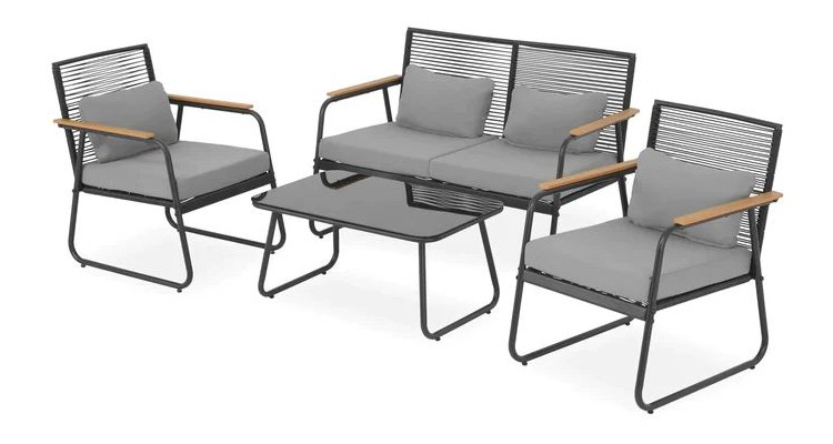 Set mobilier DARWIN terasa/gradina 2 fotolii, canapea si masuta image2
