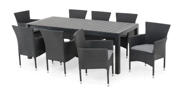 Set mobilier ENCORE terasa/gradina, 8 scaune si masa extensibila image1