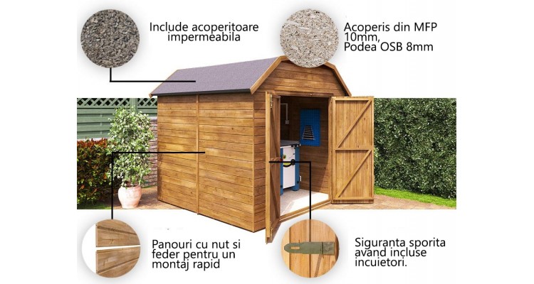 Magazie din lemn tratat Dutch Barn, 2.4x2.4, Dunster House