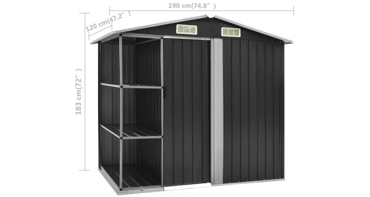 Sopron de gradina cu etajera, antracit, 205x130x183 cm, fier