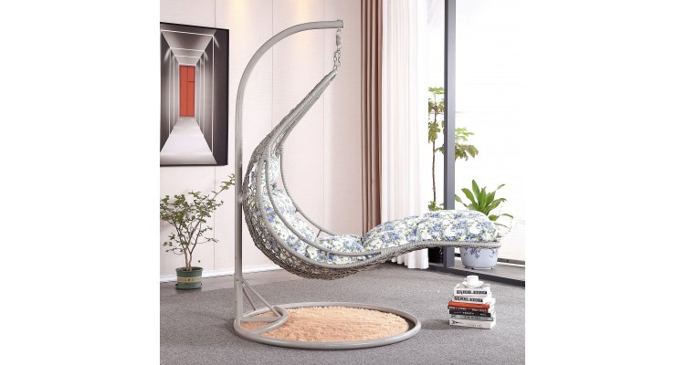 Leagan balansoar gradina suspendat, din poliratan, Cocon CHILL, gri