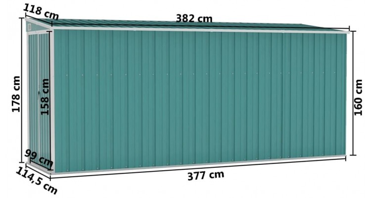 Sopron gradina/montaj perete verde 118x382x178 cm otel zincat