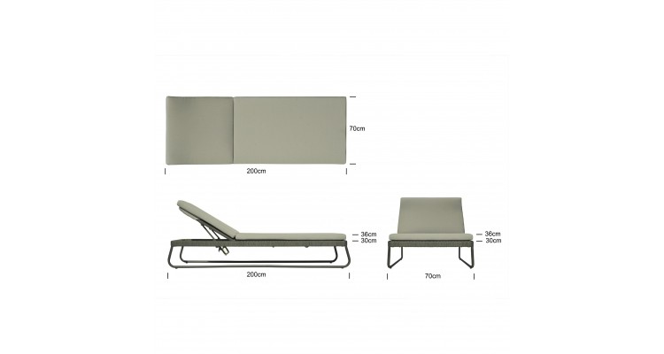 Set de sezlonguri metalice SkyLine MOMA, terasa si gradina, 2 sezlonguri si masuta