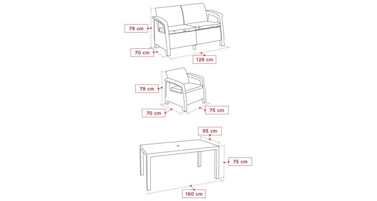 Set mobilier de gradina CORFU II FIESTA Maro cu Gri-Taupe