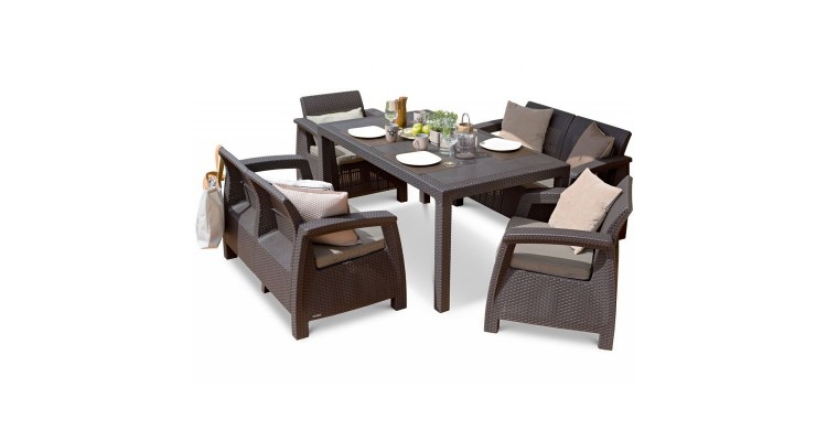 Set mobilier de gradina CORFU II FIESTA Maro cu Gri-Taupe