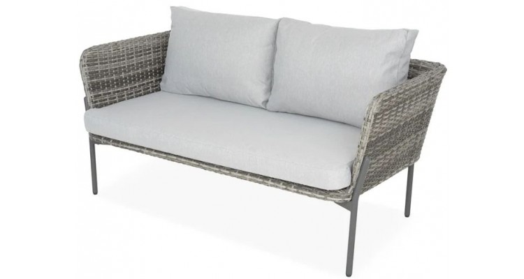 Set mobilier exterior, poliratan, 4 locuri, 2 fotolii, canapea si 2 masute LILLE