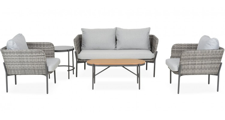 Set mobilier exterior, poliratan, 4 locuri, 2 fotolii, canapea si 2 masute LILLE