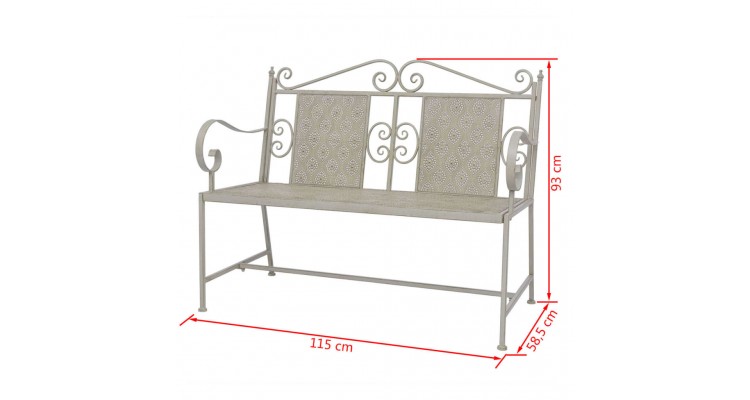 Bancă de grădină din oțel, 115 x 58,5 x 93 cm, gri