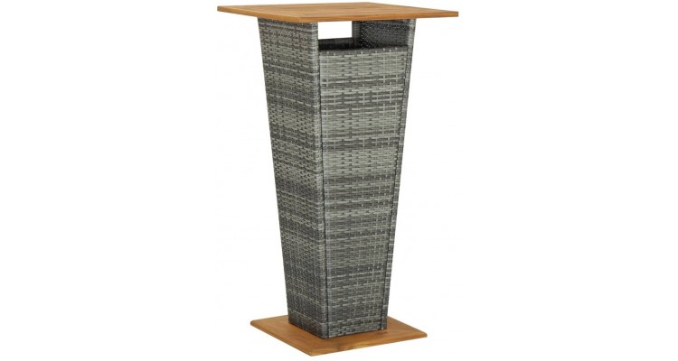 Set mobilier bar de gradina, cu perne, 3 piese, gri, poliratan