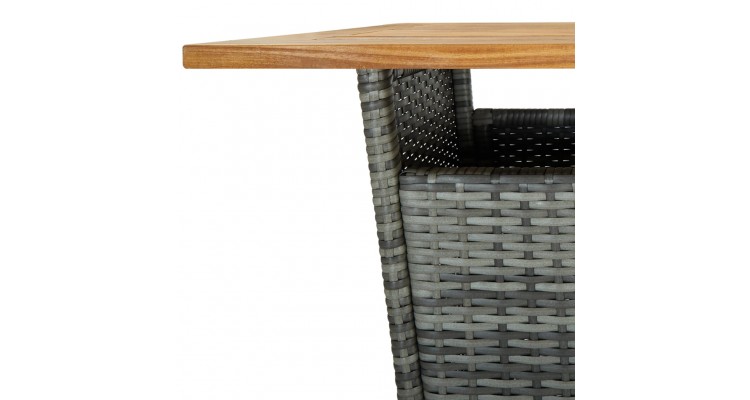 Set mobilier bar de gradina, cu perne, 3 piese, gri, poliratan