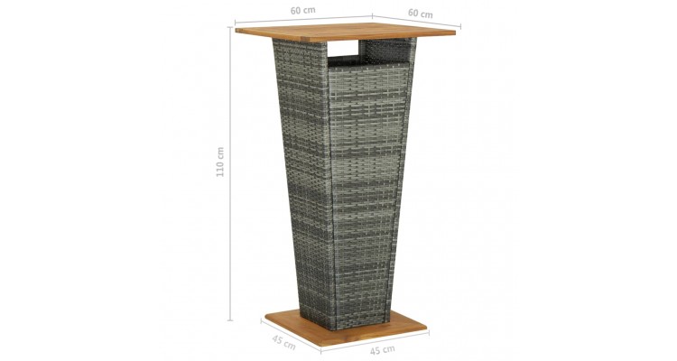 Set mobilier bar de gradina, cu perne, 3 piese, gri, poliratan