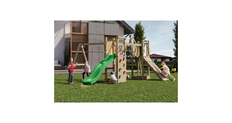Complex joaca din lemn cu 2 turnuri si pod Maxi Exposure Fungoo