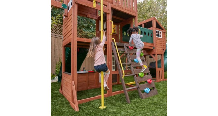 Complex De Joaca Din Lemn Odyssey Cu 3 Tobogane Si Leagane 2 In 1 Kidkraft
