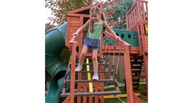 Complex De Joaca Din Lemn Odyssey Cu 3 Tobogane Si Leagane 2 In 1 Kidkraft