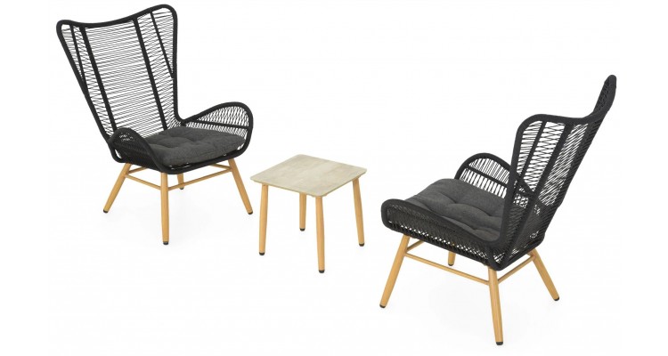 BODEH Set mobilier terasă/grădină, 2 fotolii si măsuță