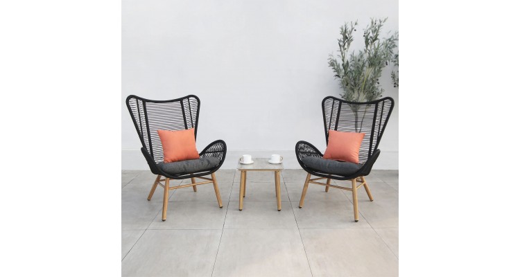 BODEH Set mobilier terasă/grădină, 2 fotolii si măsuță