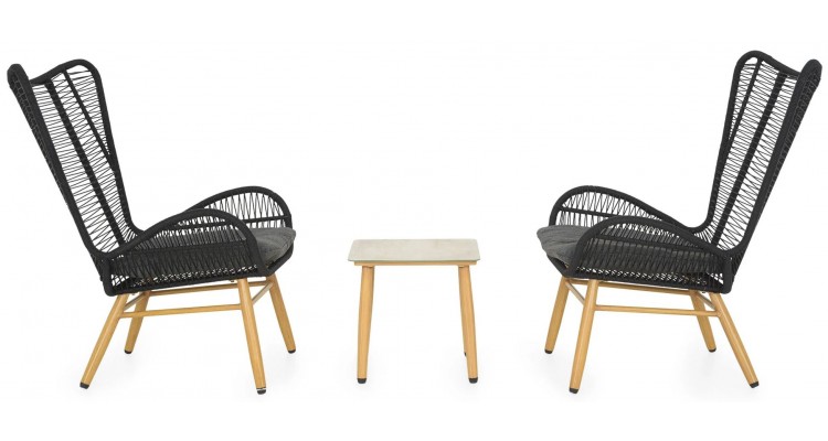 BODEH Set mobilier terasă/grădină, 2 fotolii si măsuță