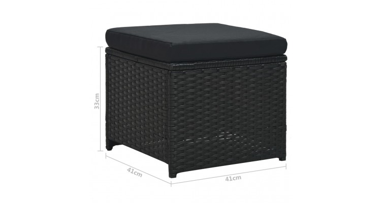 Set mobilier de gradina cu perne, 6 piese, negru, poliratan