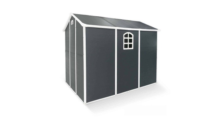 Magazie gradina PVC medie, AVE, lungime 190 latime 280 inaltime 226 , gri, 4.3 metri patrati