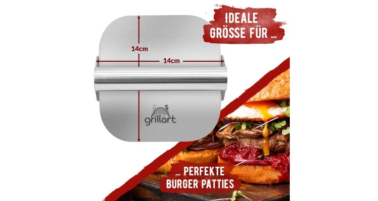 Presa pentru burger premium din otel inoxidabil si 30 hartii de burger Grillart GA-1035