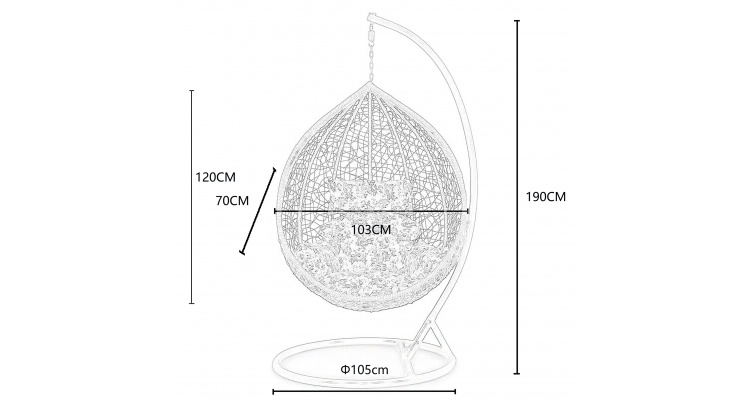 Leagan balansoar suspendat gradina Cocon BOWL L.103 x l 70 x H 122 gri