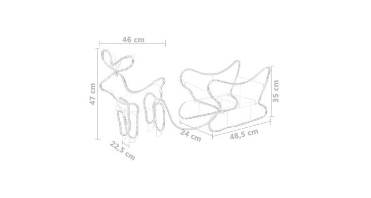 Decoratiune de Craciun cu ren si sanie, 252 leduri, exterior