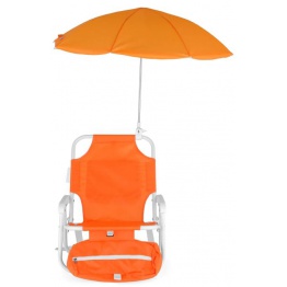 Scaun cu parasolar si geanta frigorifica KIDS BEACH,portocaliu