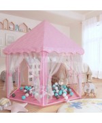 Cort de joaca Princess cu 250 de bile, roz, 133x140 cm