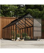 Sera din sticla, antracit, 155x395,5x191 cm, aluminiu