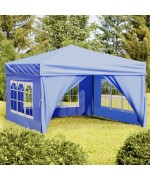 Cort pliabil pentru evenimente, 3x3m, albastru, cu pereti laterali