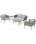 Set mobilier exterior, poliratan, 4 locuri, 2 fotolii, canapea si 2 masute LILLE