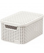 Cutie depozitare cu manere 18L (M) rattan alb cu capac