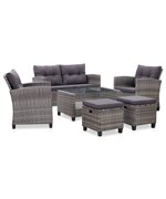 Set mobilier gradina cu perne, 6 piese, gri inchis, poliratan