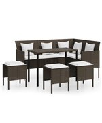 Set canapele de gradina forma l cu perne 5 piese maro poliratan
