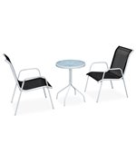 Set mobilier bistro, 3 piese, negru, otel