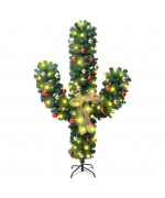 Cactus de craciun cu suport si led, verde, 150 cm, pvc