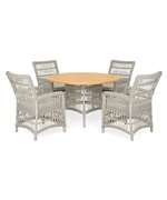 Set 4 scaune si masa rotunda MACKINAC  gri cu natur gri