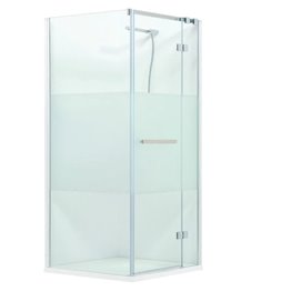 Sistem dus usa dreapta (8mm) cu banda 75cm sablat MEREDITH lungime 80 latime 80 inaltime 195 cromat cu sablat