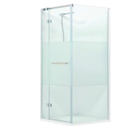 Sistem dus usa stanga (8mm) cu banda 75cm sablat MEREDITH lungime 80 latime 80 inaltime 195 cromat cu sablat