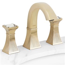 Baterie lavoar 3 iesiri ABRAHAM lungime 25 latime 18.5 inaltime 19.4 11.1 cromat cu auriu