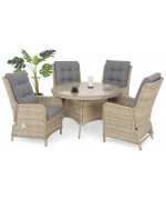 Set masa si 4 fotolii cu spatar reglabil AMBERG  alb cu gri