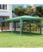 Cort de petrecere cu 8 pereti din plasa, verde, 3x9 m, hdpe
