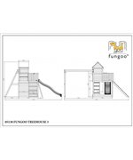 Complex de joaca din lemn Fungoo Treehouse natur, 7in1, 495 x 443 x 272cm, tobogan 2.2m