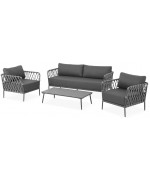 Set 2 fotolii,canapea si masuta MARRAKESH  gri cu antracit