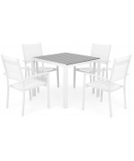 Set 4 scaune si masa ENCORE DRESDEN  alb cu gri TPW517806WHGYSET6