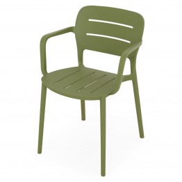 Scaun exterior suprapozabil MARCO verde din polipropilena